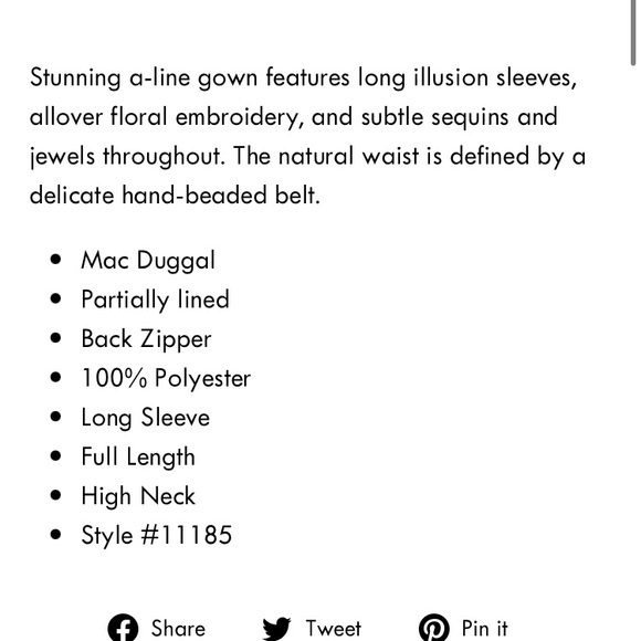 Mac Duggal Silver Floral Embellished Illusion Long Sleeve A Line Gown Size 10 - Picture 13 of 14